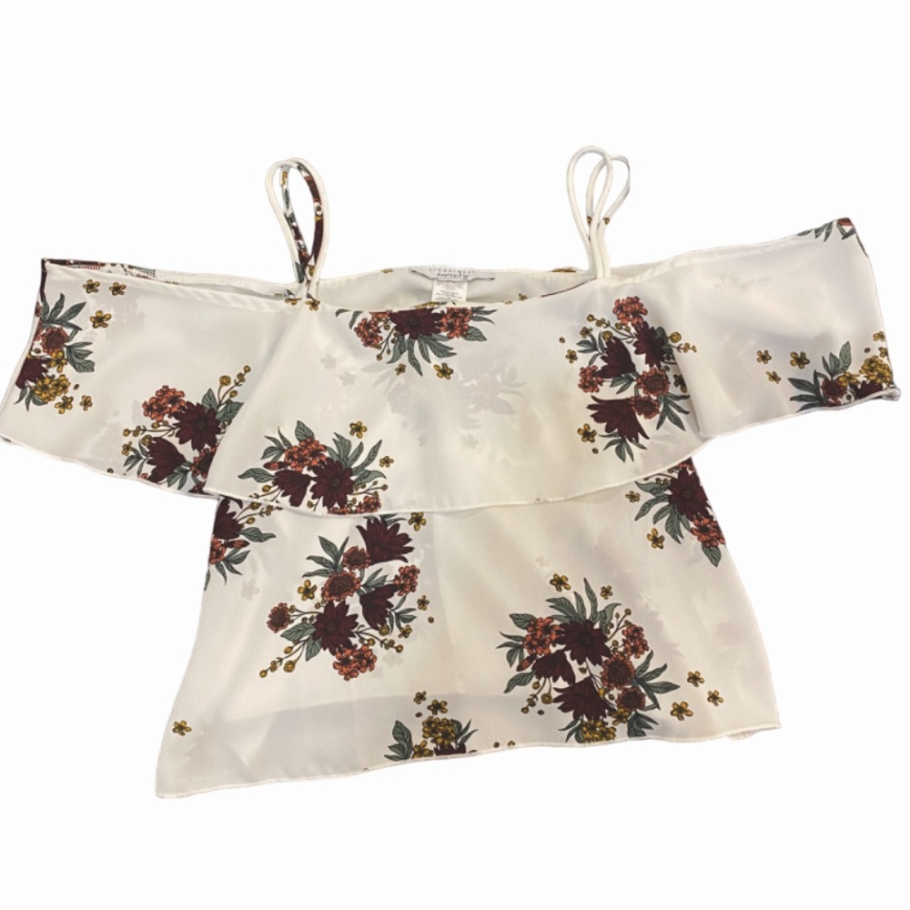 Floral Print - Off-shoulder crop top - Size S
